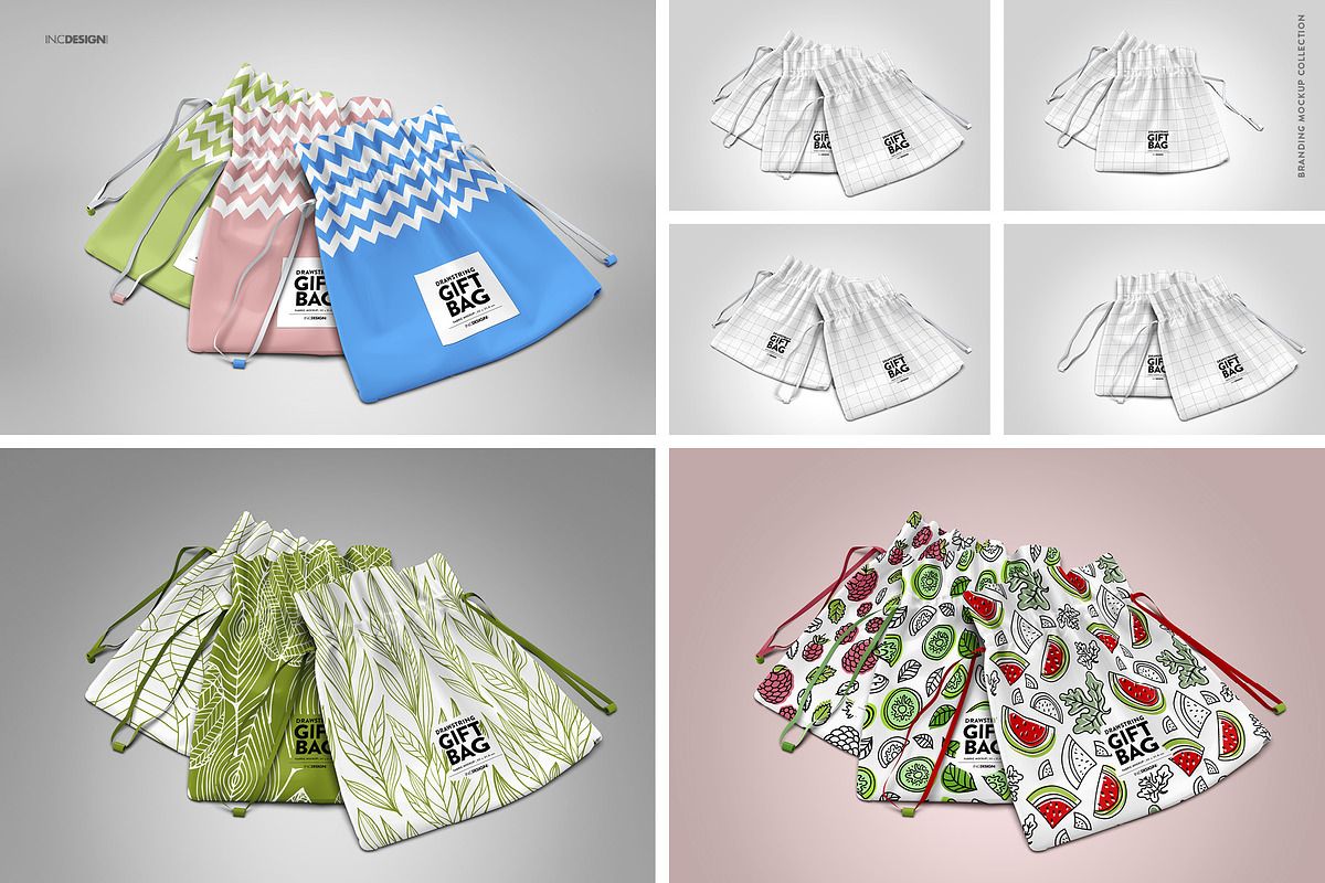 Drawstring Gift Bag Mockup, a Packaging Mockup by INCDesign (Photo 4 of 5)