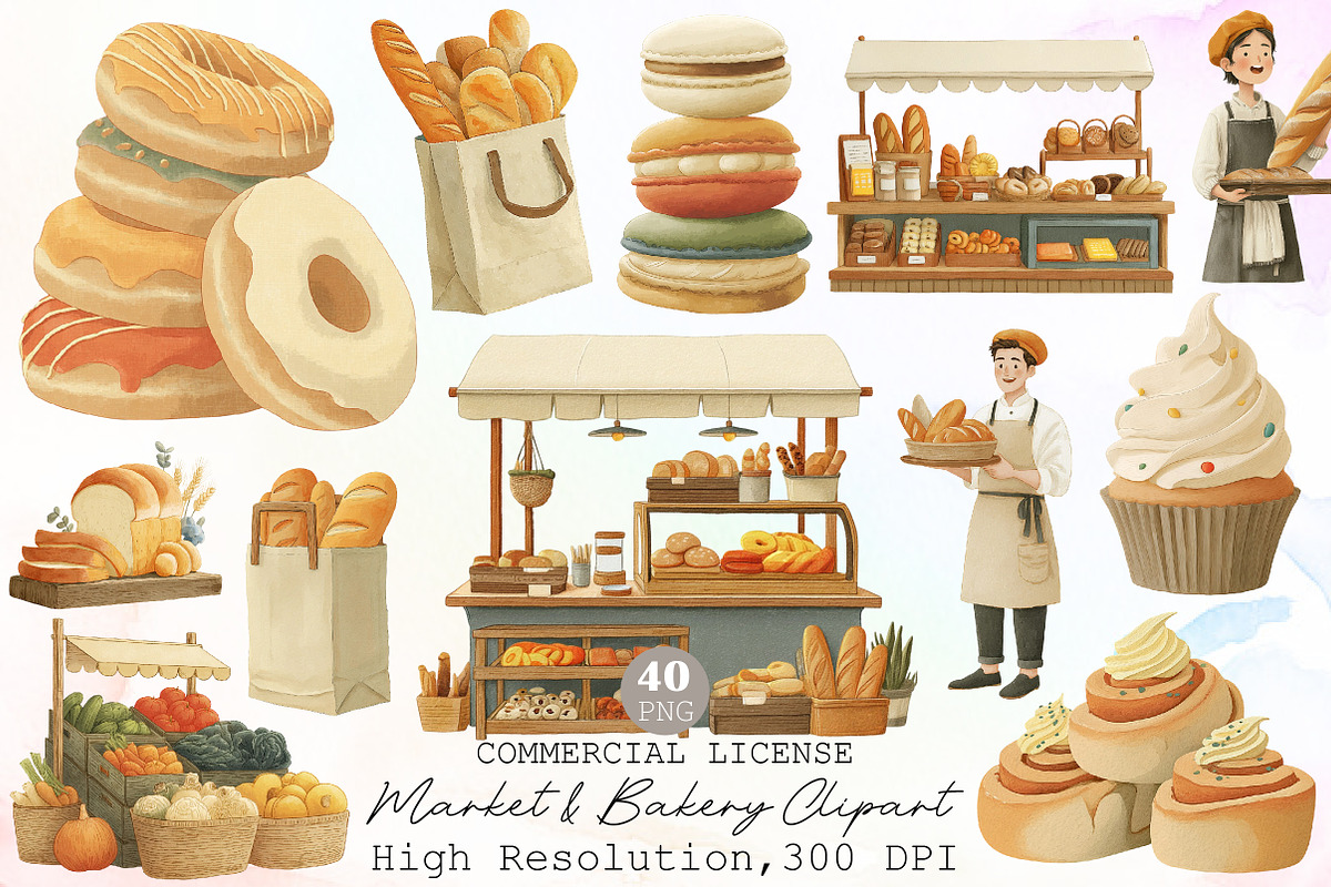 Market & Bakery Clipart Bundle, an Illustration by Sublimation Artist (Photo 1 of 6)