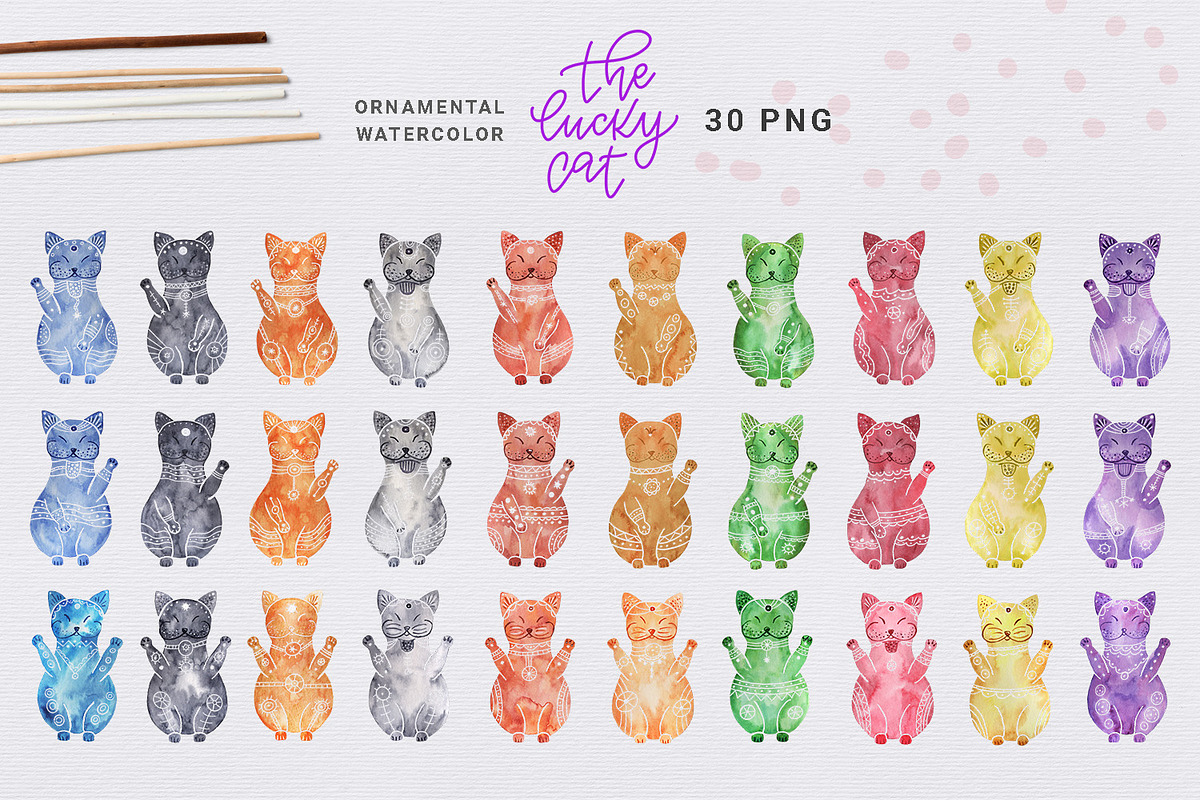 The Lucky Cat collection, an Illustration by Gray Cat Graphics (Photo 7 of 12)