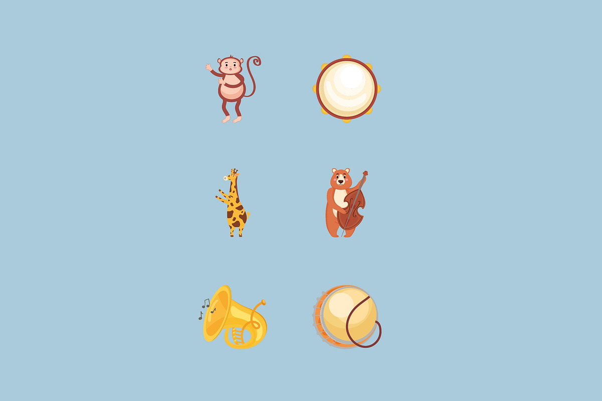 Animals and Music Illustration Set, an Animal Illustration by studiogstock (Photo 3 of 3)