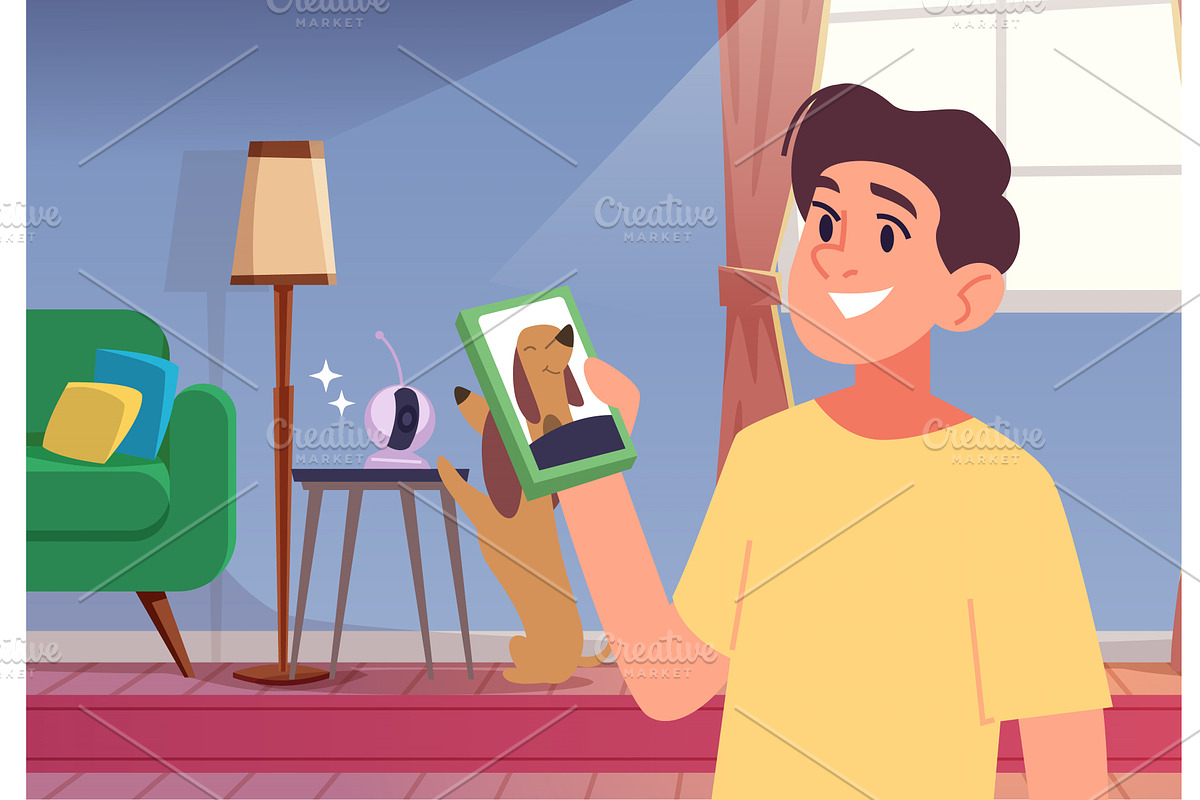 Pets gadgets. ip camera connection, a Technology Illustration by Onyx