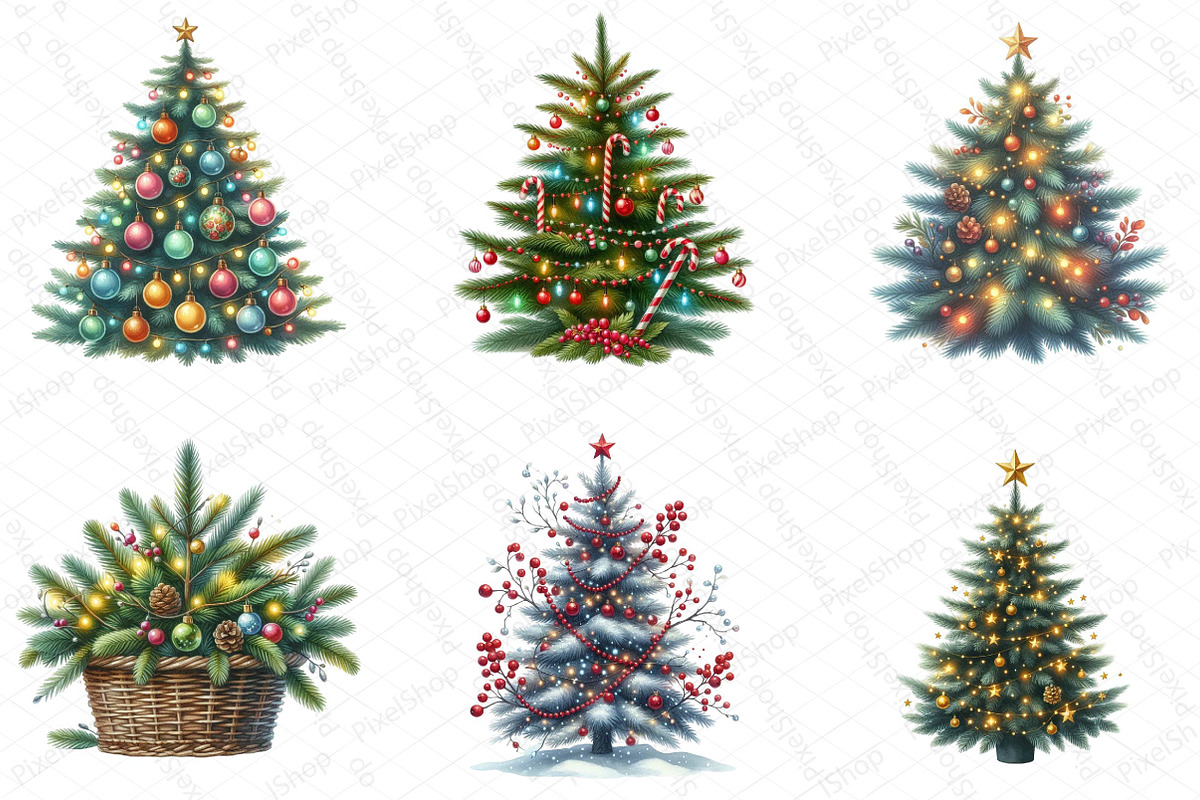Christmas Lights Tree Clipart, an Illustration by DreamPrint404 (Photo 2 of 4)