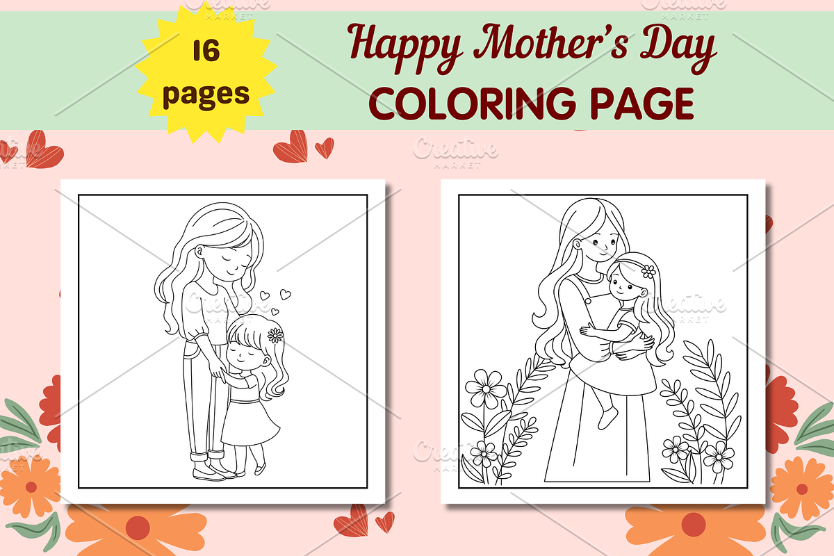 Happy Mother's Day Coloring Page, a Person Illustration by Salaly (Photo 5 of 5)