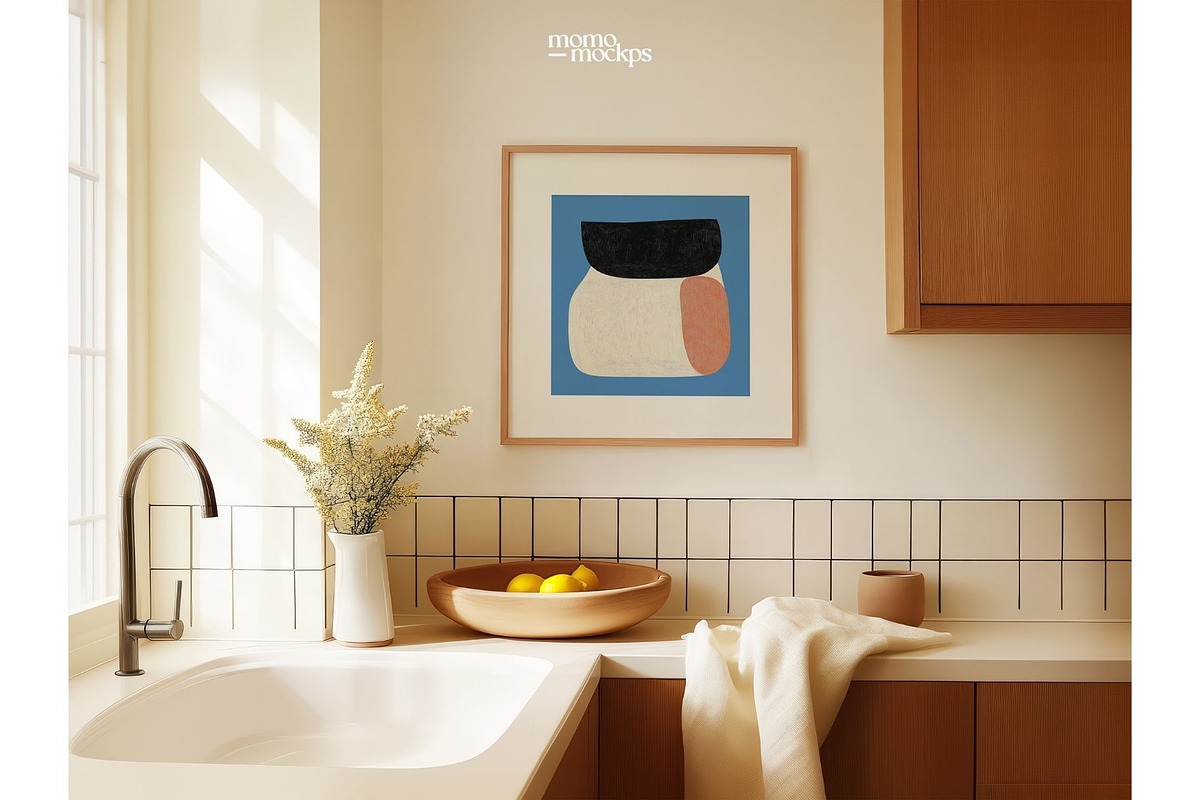 Square 1:1 Frame Mockup Kitchen PSD, a Household Mockup by momomockps (Photo 5 of 11)