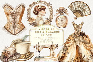 Victorian Gilt & Glamour Clipart, an Illustration by NadiaTheronArt