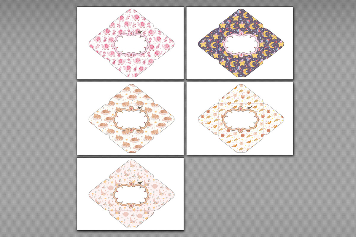 5 Baby Gift Envelopes, a Print Template by Kseniya-Omega (Photo 5 of 5)