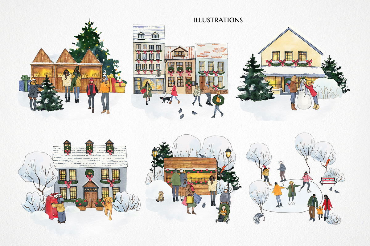 Winter town Christmas house clipart, a Person Illustration by LyubovZaytseva (Photo 3 of 23)