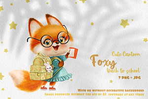 Cute cartoon fox go to school, an Animal Illustration by Azuzlikus