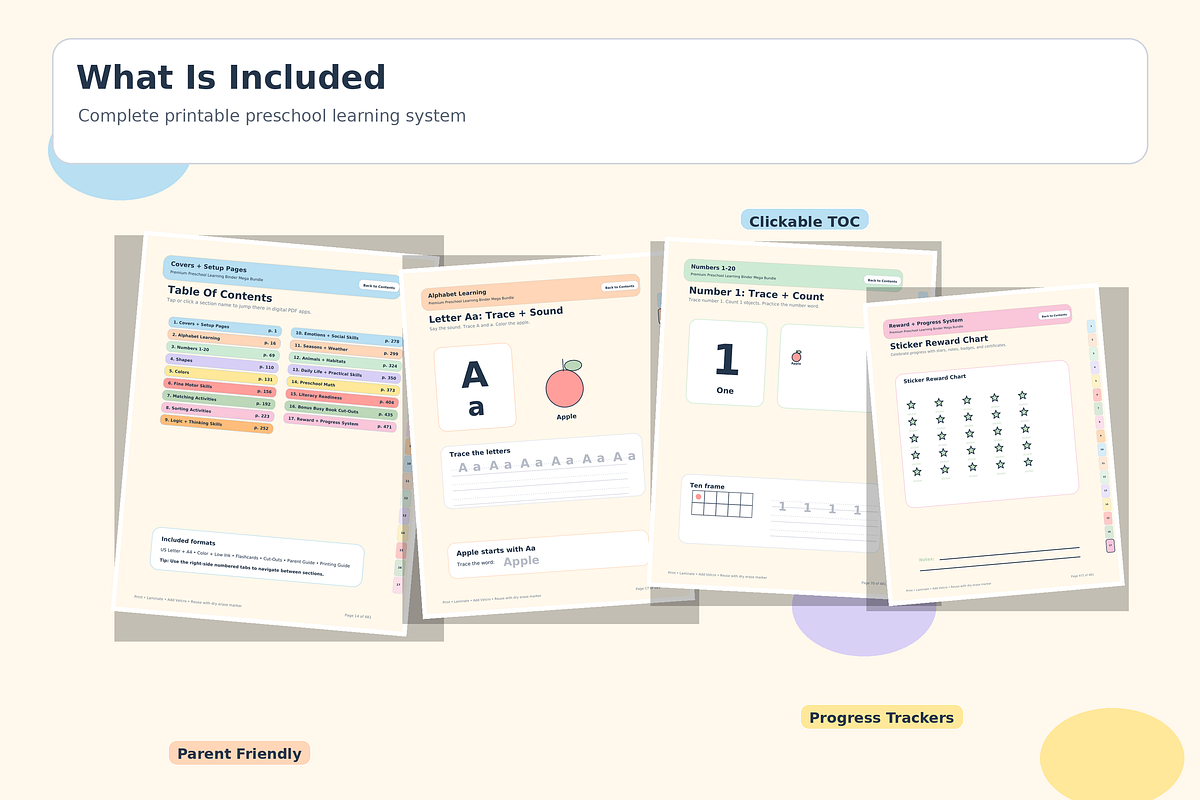 Preschool learning binder, a Stationery Template by HeavensStar (Photo 3 of 10)