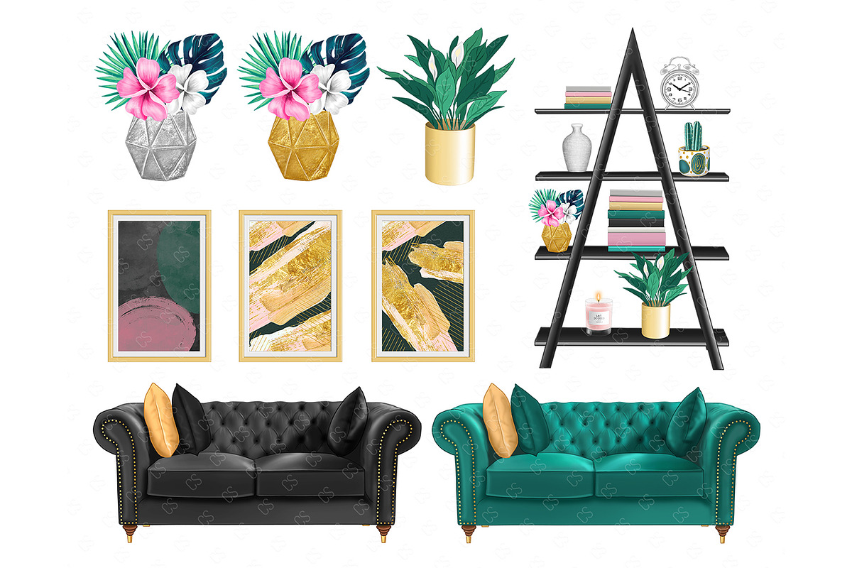 Home Clip Art, furniture design, a Decorative Illustration by Collart Studio (Photo 3 of 9)