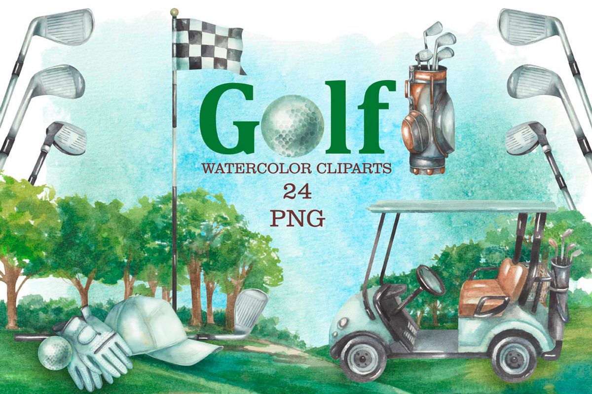 Golf watercolor clipart, a Sport Illustration by FITALARTSNEDIGI (Photo 1 of 6)