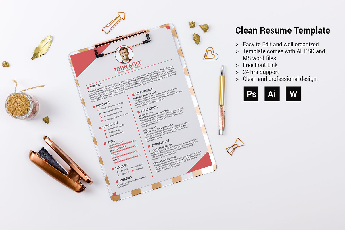 Clean Resume/CV, a Resume Template by designvillage (Photo 2 of 13)