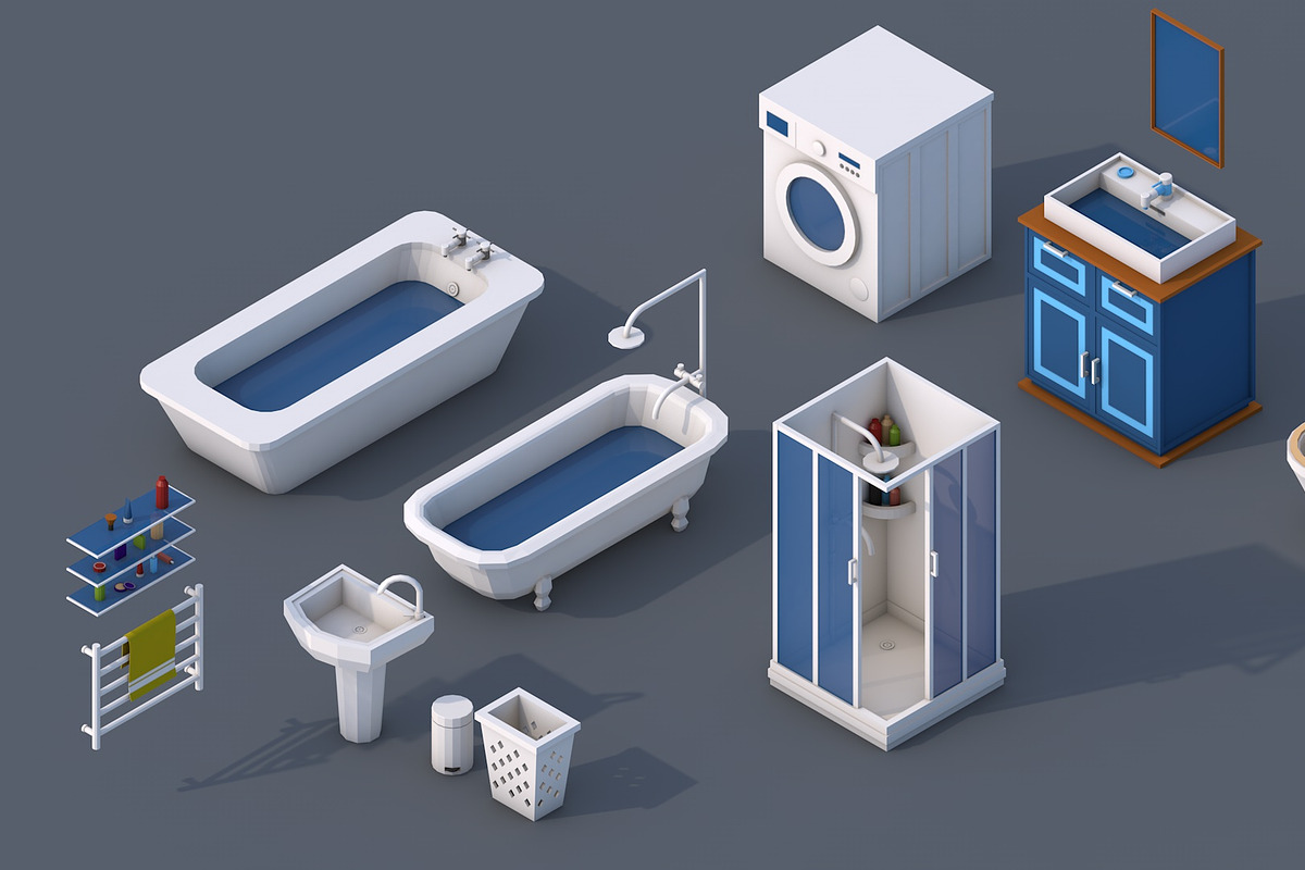 100 Low Poly Furniture Pack 4 in 1, a Furniture 3D Model by multimedia4ds (Photo 4 of 10)