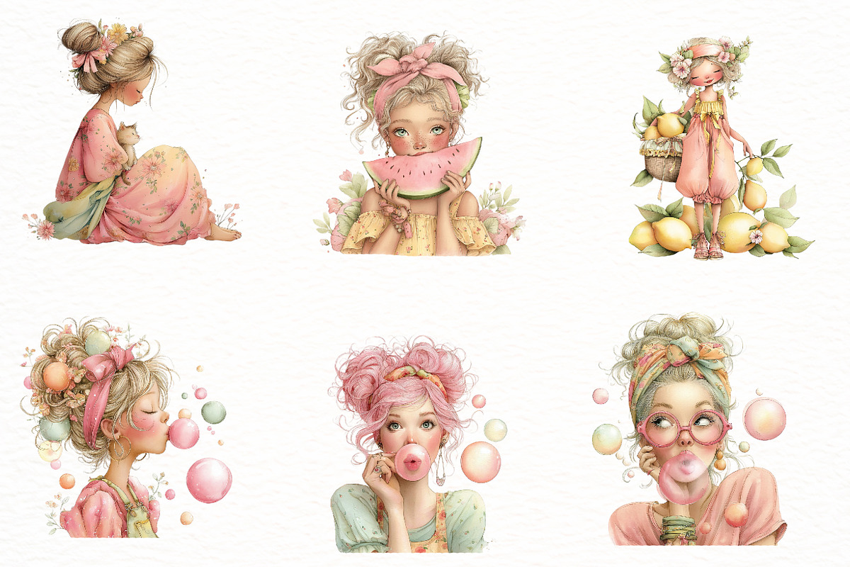 Whimsical summer girl clipart, an Illustration by Designworld (Photo 3 of 7)