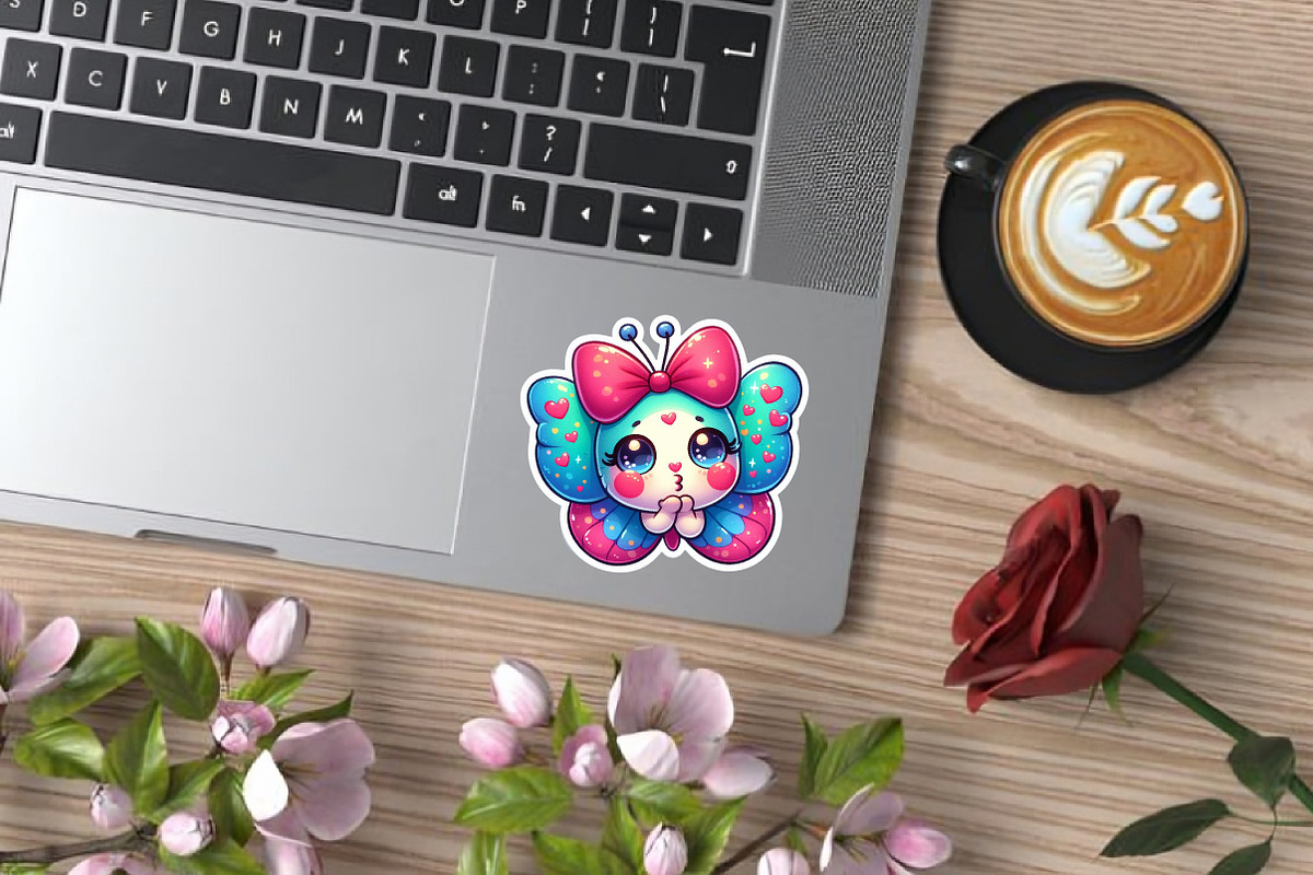 Kawaii Butterfly Sticker Bundle, an Illustration by OK Design (Photo 2 of 4)