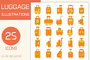 Luggage and travel bag icons set, a Graphic by Designfour (Thumbnail 1 of 6)