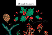 Pine cone x-mas branch with berry, a Seasonal Illustration by Folkheart (Thumbnail 2 of 9)
