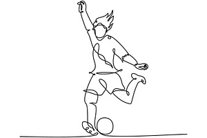 Football Player Continuous Line