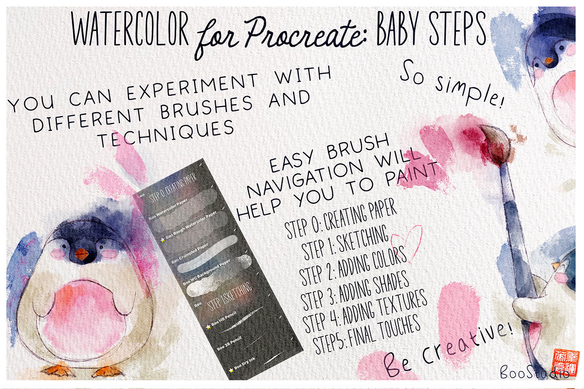 Baby Steps: Procreate Watercolor Set, a Brush Add-On by BooStudio (Photo 3 of 10)