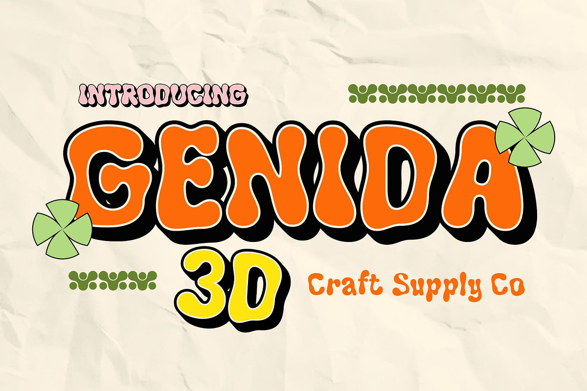 Genida 3D, a Sans Serif Font by Craft Supply Co. (Photo 1 of 8)