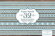 Soft Blue Lace Borders Clipart, an Illustration by Amanda Ilkov (Thumbnail 1 of 5)