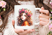 Girls with Fall Flowers Clipart, an Illustration by RobertsArt (Thumbnail 7 of 7)