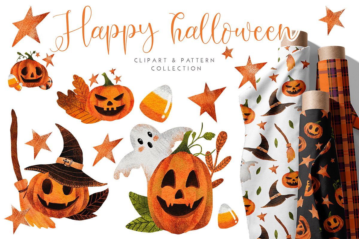 Halloween Jack-o'-Lantern graphics, a Seasonal Illustration by Yelloo Fish (Photo 1 of 7)