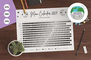 2027 Moon Calendar B&W Northern