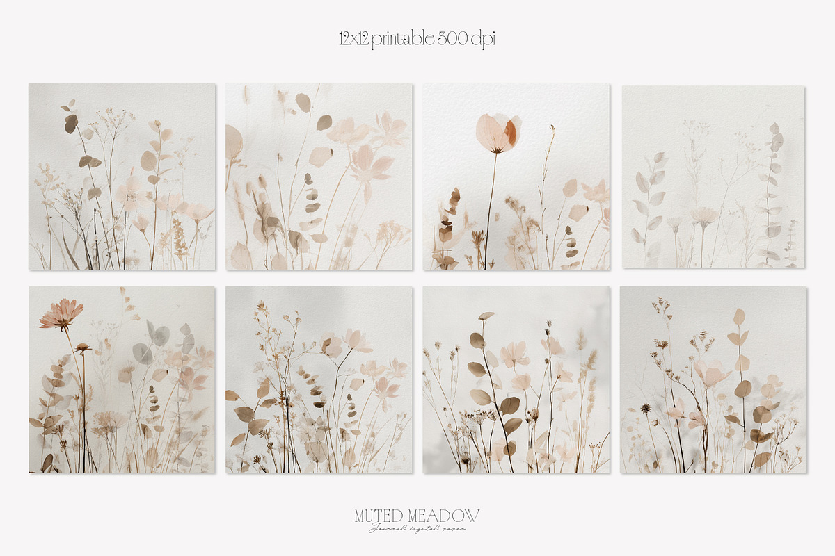 Muted Meadow Floral Backgrounds, a Background Graphic by Anna Sokol (Photo 4 of 6)