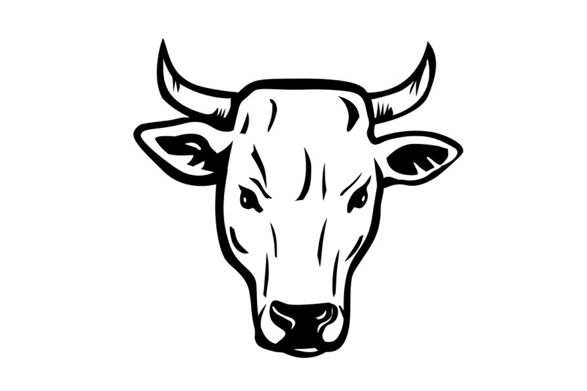 Calvana Bull Head Front View Retro, an Illustration by patrimonio
