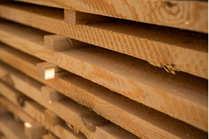 Closeup of stacked pine wood planks, an Industrial Photo by volodymyrshtun13795