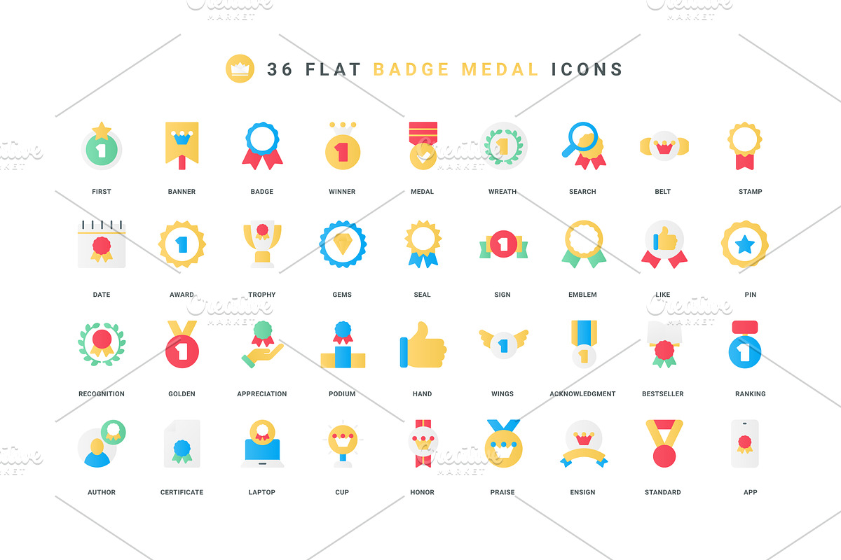 Medals awards first place best icons, an Object Illustration by Lemberg Vector
