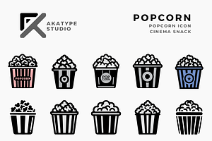 Popcorn Icon Vector, an Icon by Akatype Studio