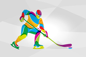 Abstract Silhouette Hockey Player
