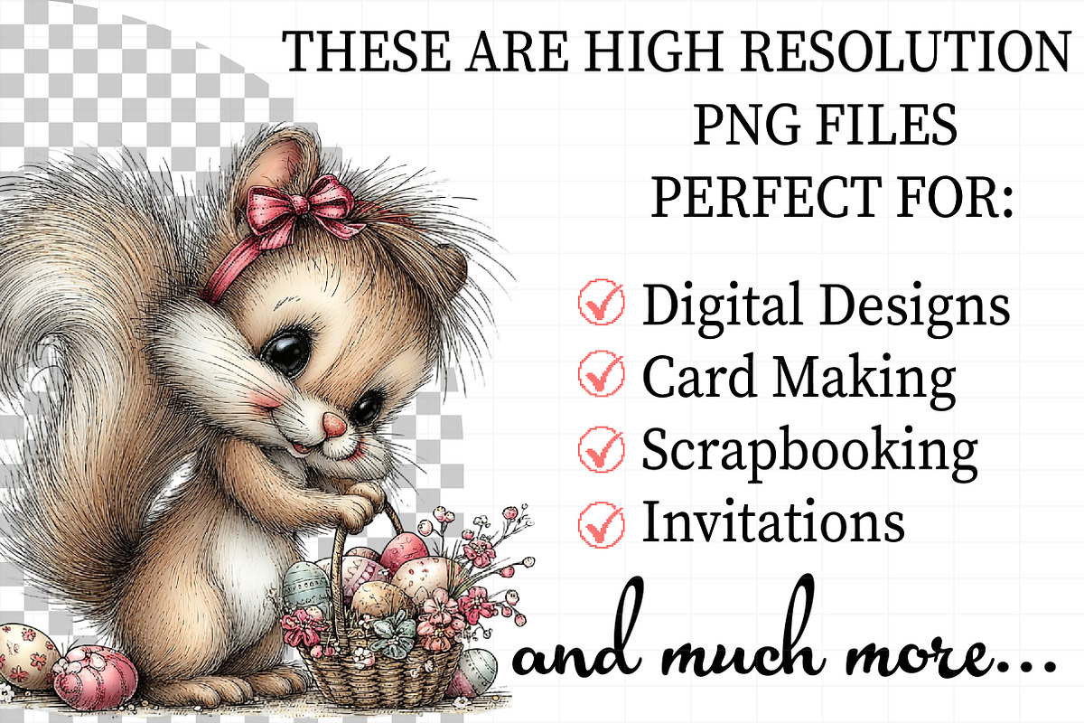 Whimsical Easter Squirrel Clipart, an Illustration by Daily.Designs (Photo 2 of 8)