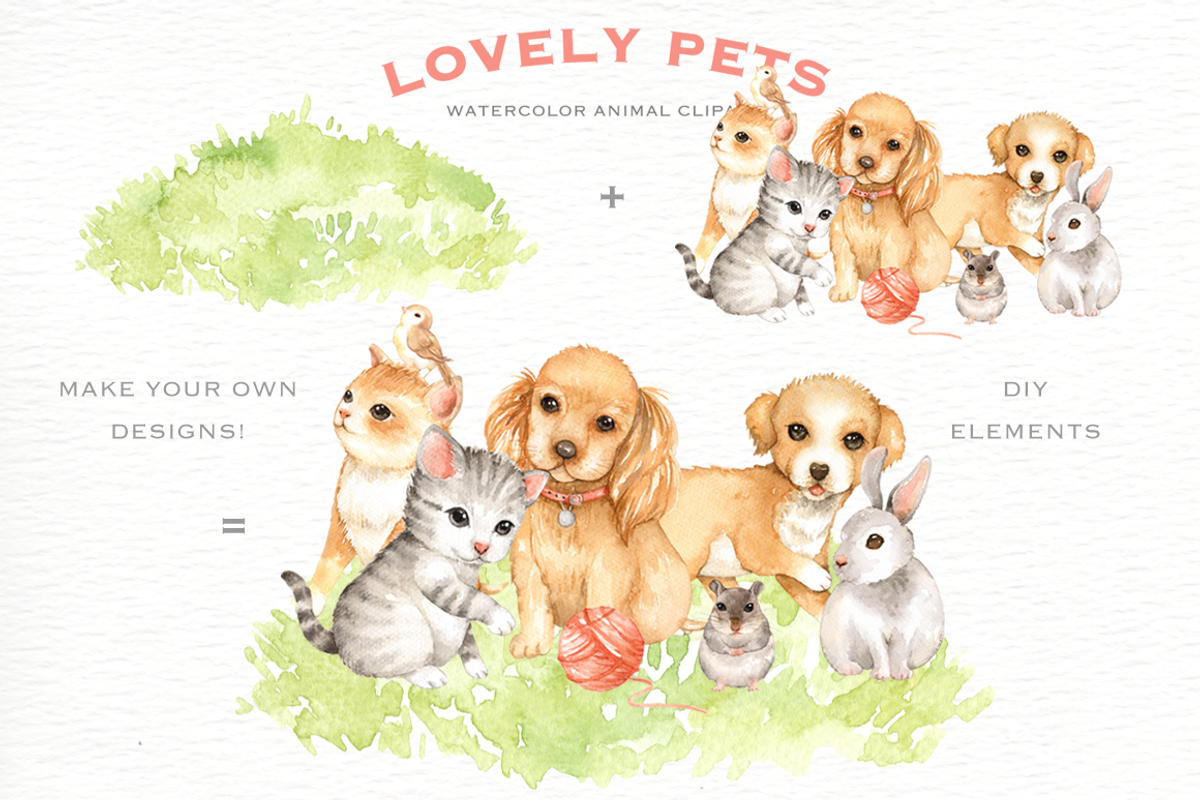 Lovely Pets Watercolor clipart, an Animal Illustration by everysunsun (Photo 5 of 6)