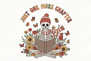 Just One More Chapter Skeleton Fall, an Illustration by CraftArtStudio