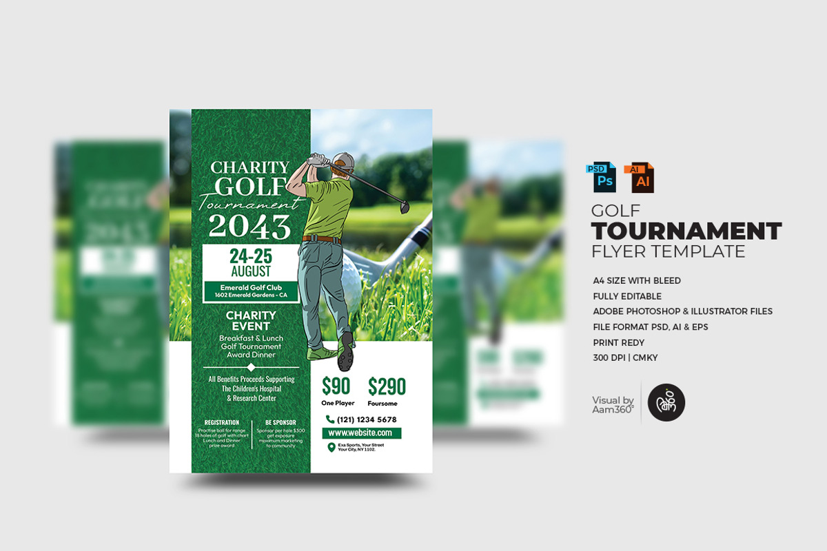 Golf Tournament Flyer Template, a Flyer Template by Aam360 (Photo 1 of 3)