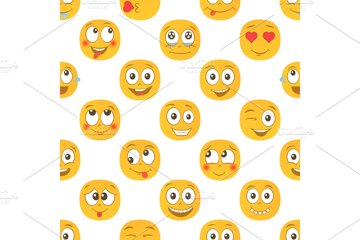 Cartoon emoji seamless pattern, a Decorative Illustration by Yayasya (Photo 2 of 2)