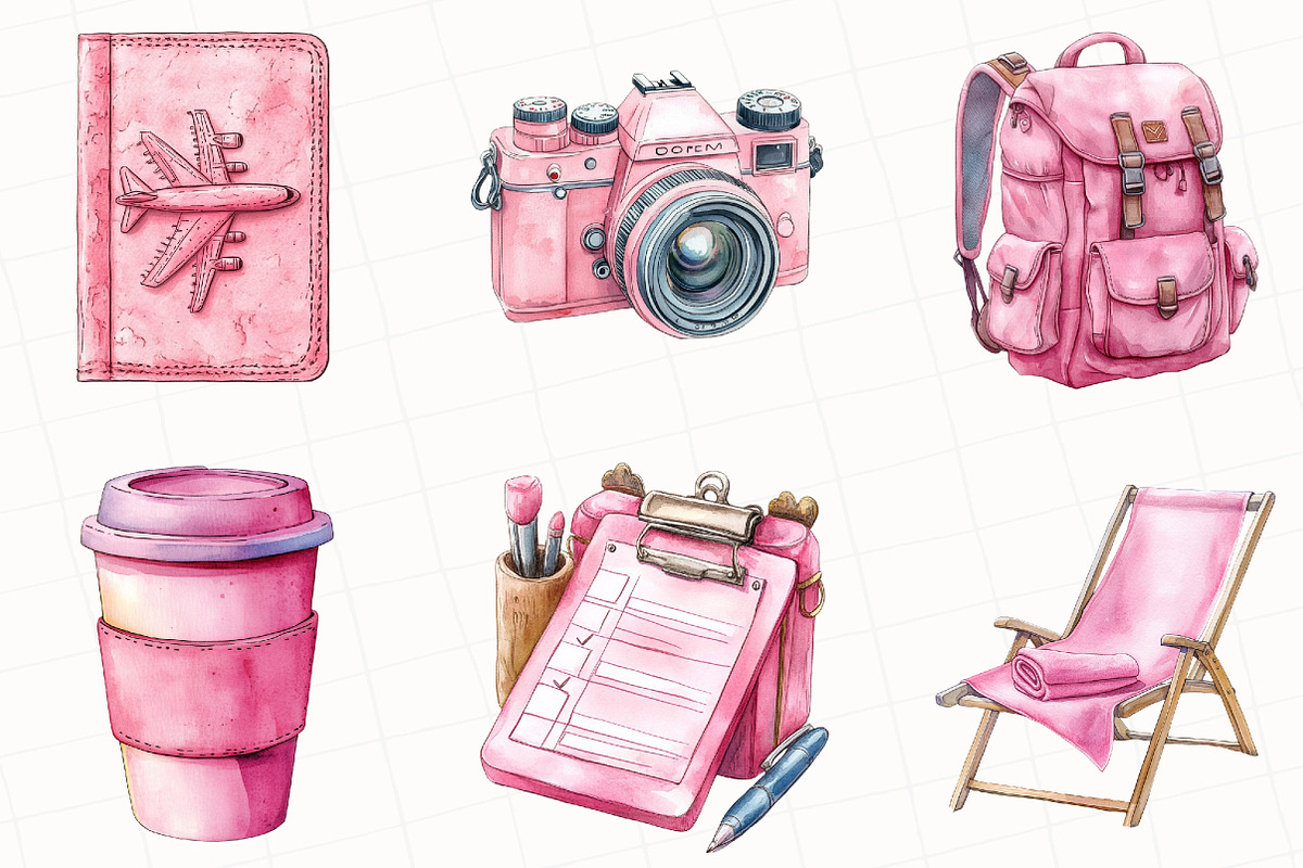 Pink Travel Sublimation Clipart, an Illustration by OK Design (Photo 2 of 5)