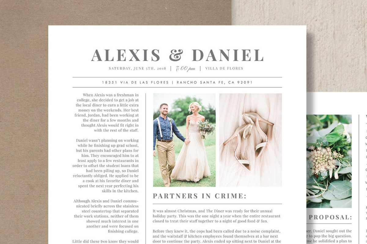 Wedding Newspaper Template, a Flyer Template by roselindoco (Photo 4 of 5)