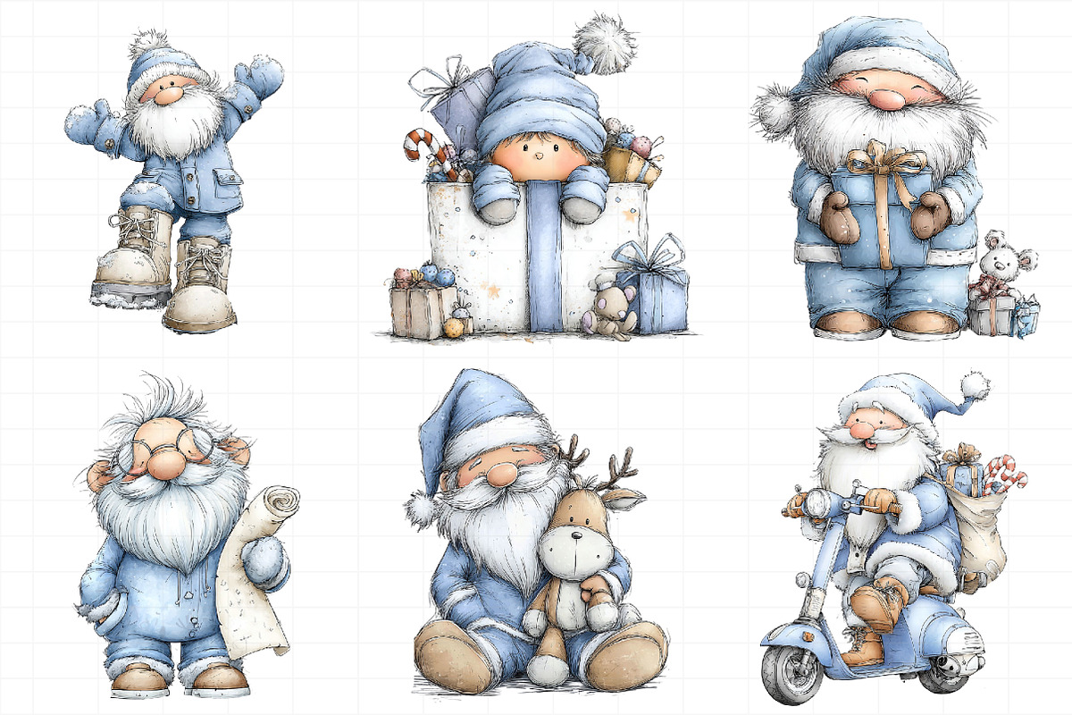 Christmas Santa & Reindeer Clipart, an Illustration by Daily.Designs (Photo 4 of 5)