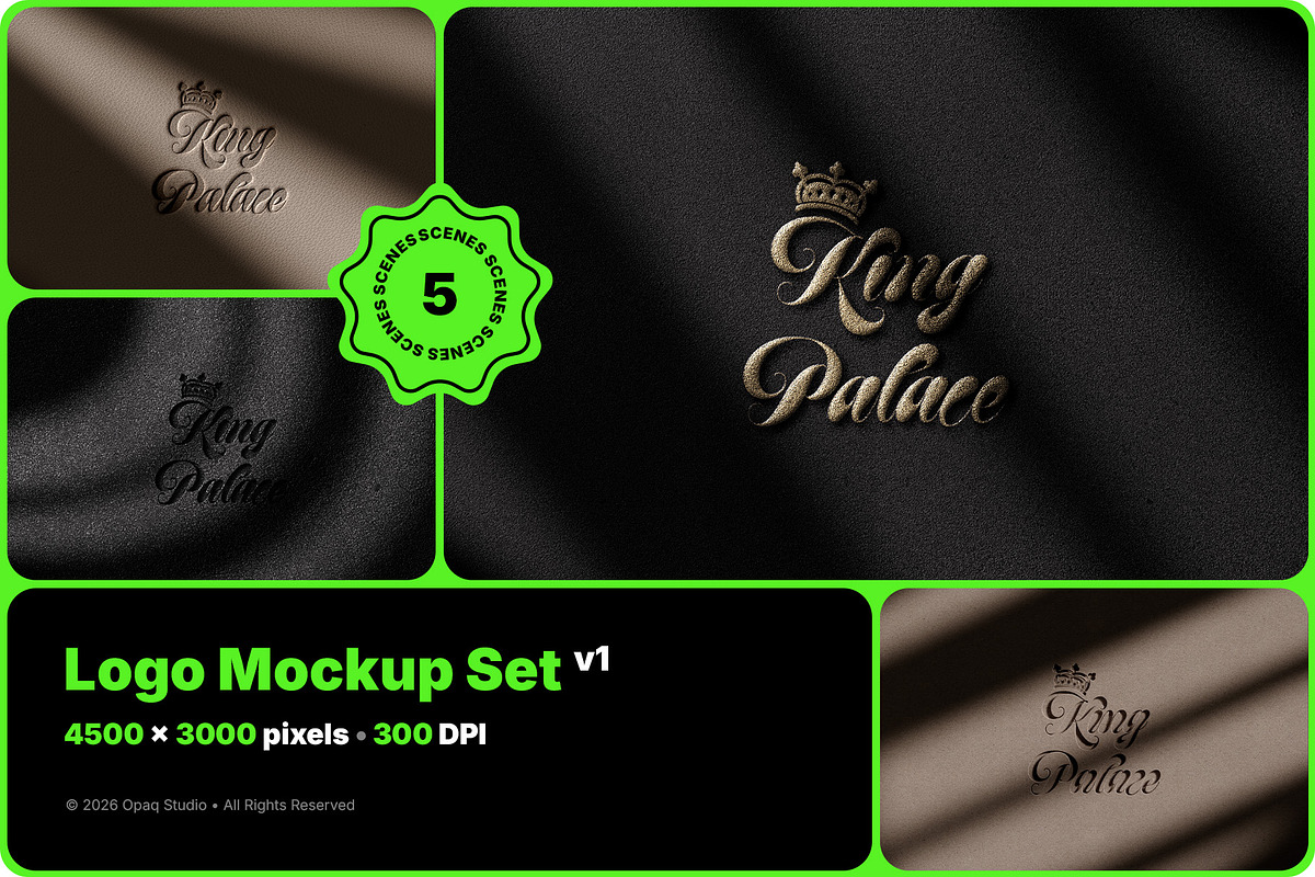 Logo Mockups Set v1, an Advertising Mockup by Opaq Studio (Photo 1 of 6)