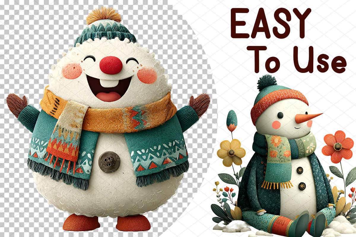 Watercolor Christmas Snowman Clipart, an Illustration by cherrydesign (Photo 4 of 4)
