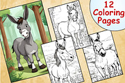 Donkey Coloring Pages, an Animal Illustration by Catchy Ideaz (Thumbnail 1 of 3)