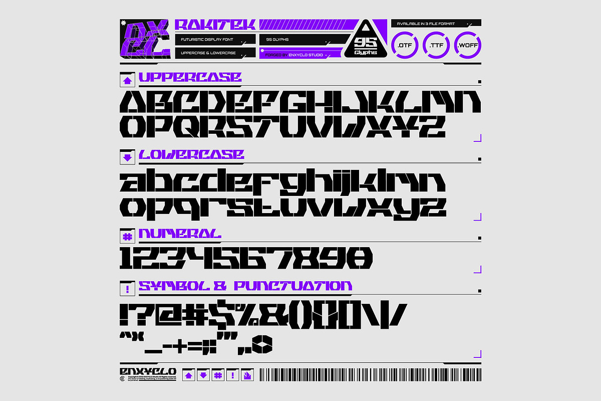RAKITEK - Futuristic Display Font, a Sans Serif Font by Enxyclo Studio (Photo 2 of 4)