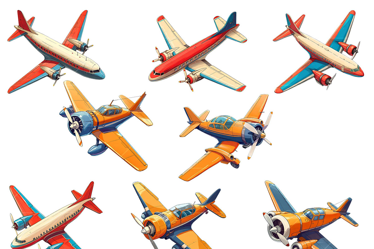 Watercolor Airplane Clipart Bundle, a Transportation Illustration by Design Scotch (Photo 2 of 8)