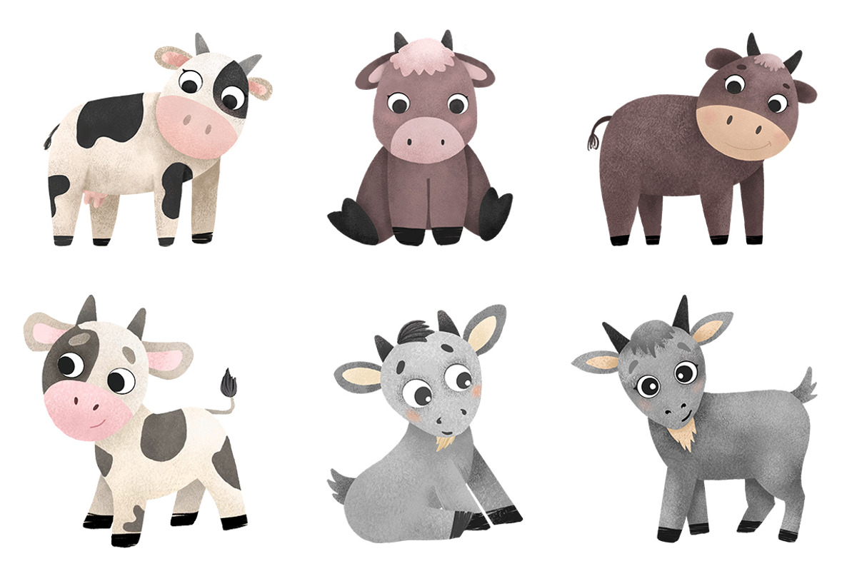 Cute farm animals, an Animal Illustration by LikaYu (Photo 3 of 6)
