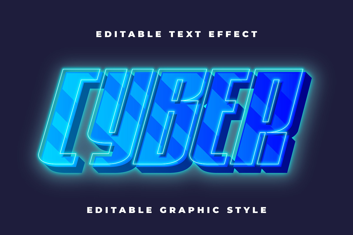 Futuristic Neon Blue Text Effect preview 3