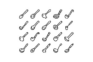 Kitchen utensil icons set for, an Object Graphic by pikepicture